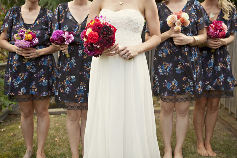 printed bridesmaid gowns